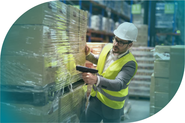 Inventory arrives at warehouse receiving dock with barcode scanning